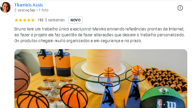 Avaliação de Thamiris Assis no Google
