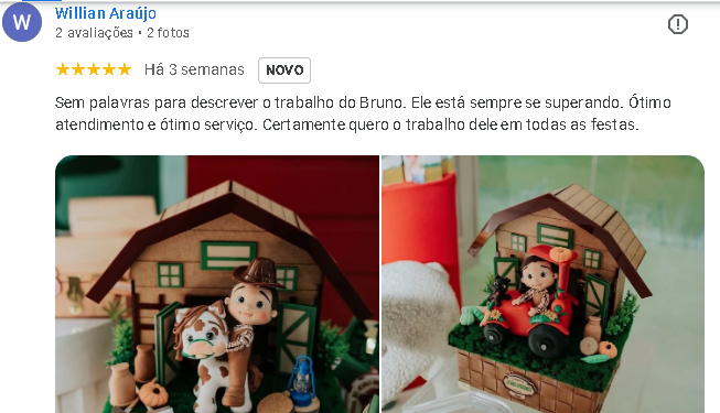 Avaliação de Willian Araújo no Google